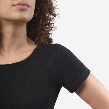 Women's Alpaca Wool T-Shirt: 160 Ultralight Crew Neck color Black