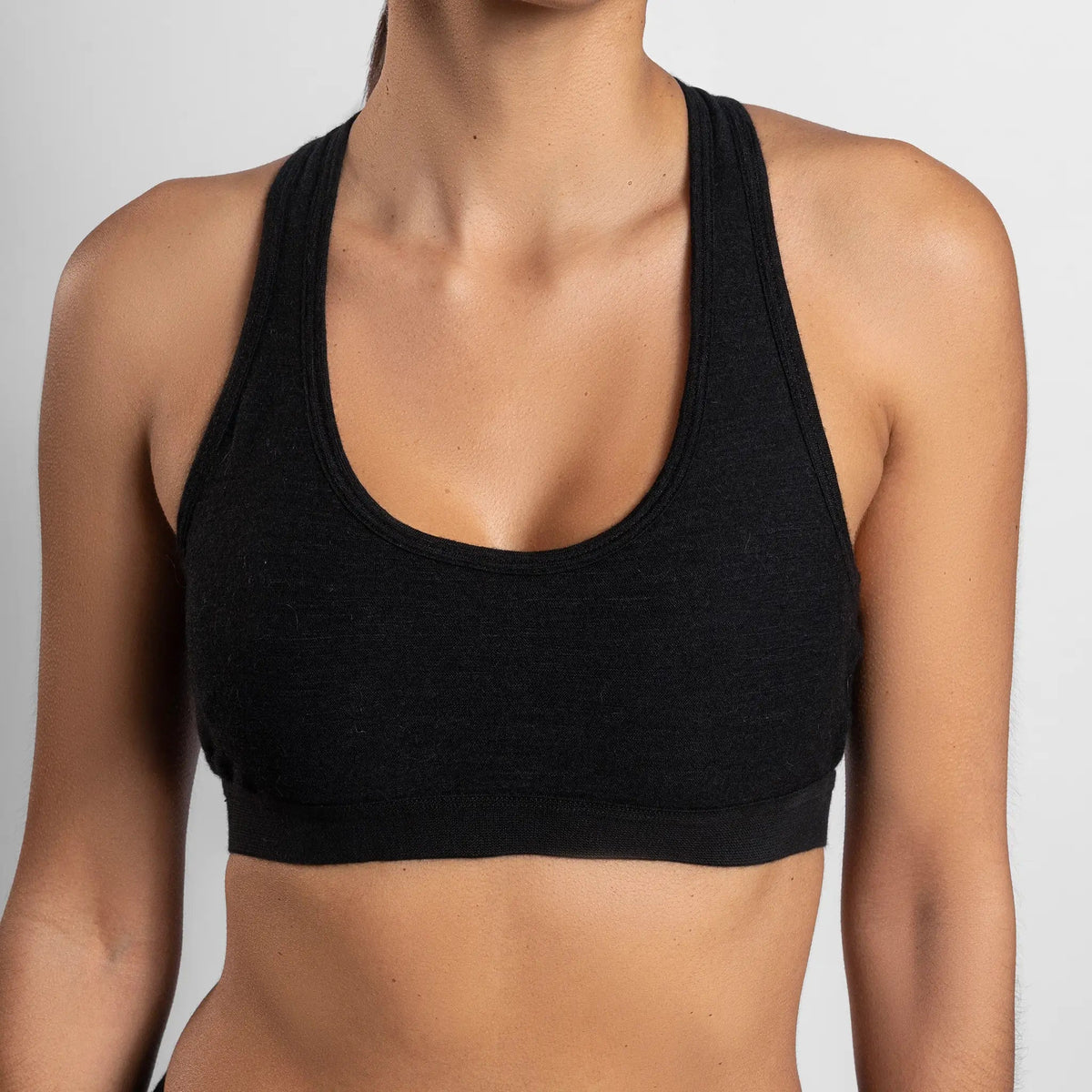 Women's Alpaca Wool Sports Bra: 160 Ultralight color Black