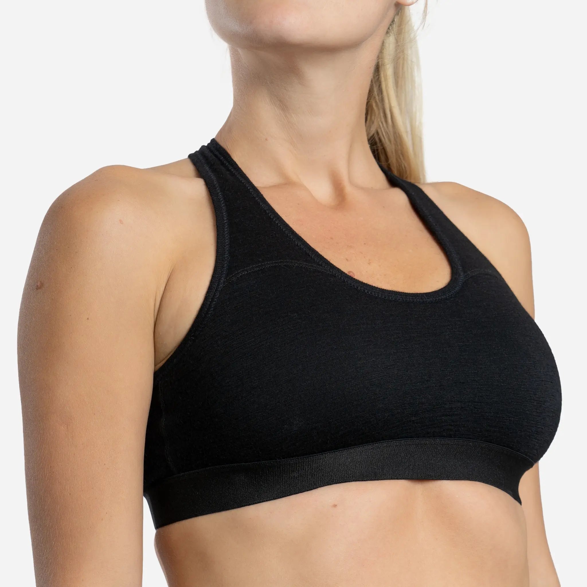 All Natural Womens Alpaca Wool Sports Bra 160 Ultralight color black