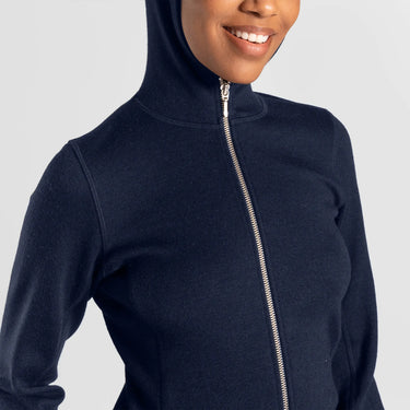 womens versatile design hoodie jacket full zip color navy blue