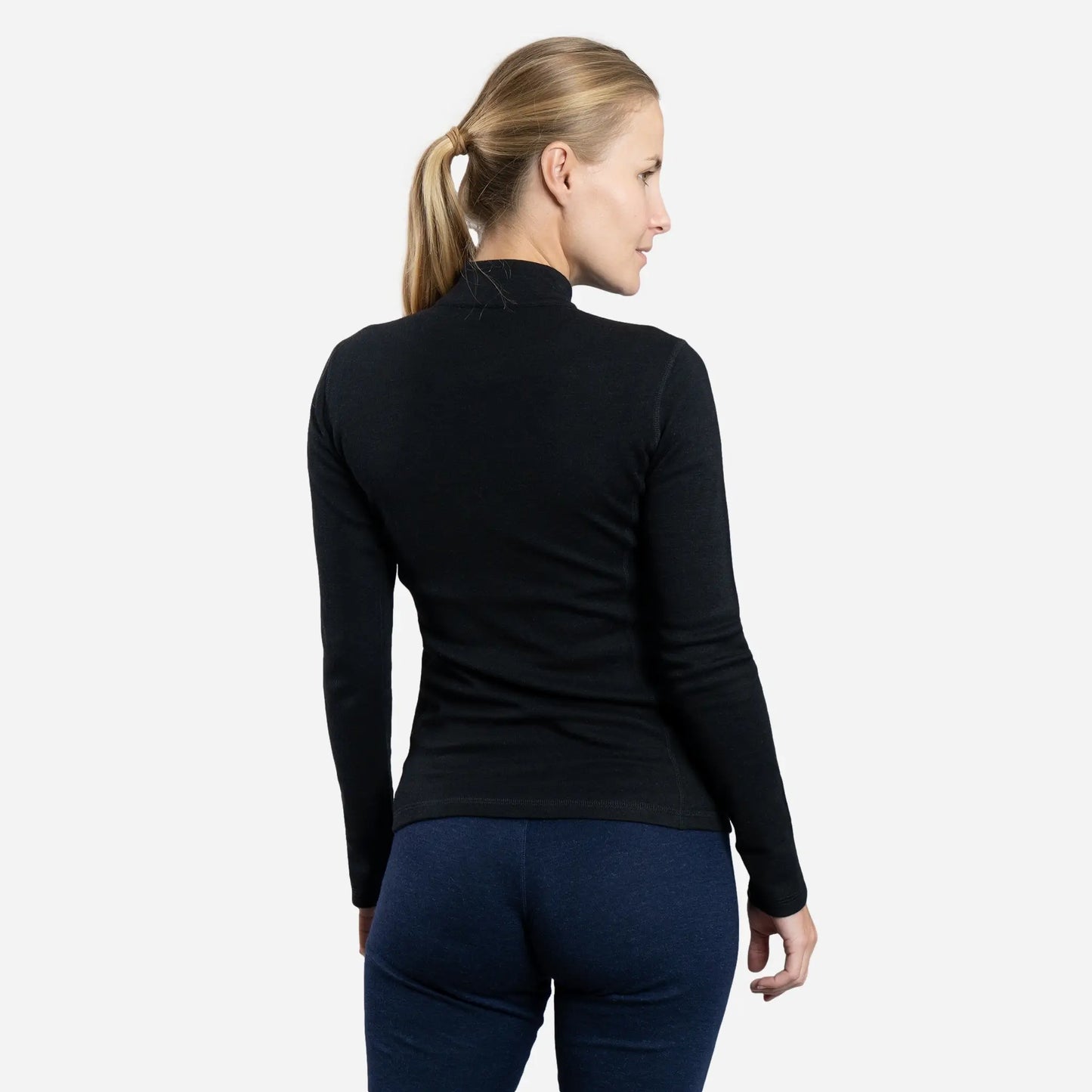 womens warmest baselayer half zip color black