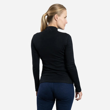 Women's Alpaca Wool Base Layer: 300 Lightweight Half-Zip color black