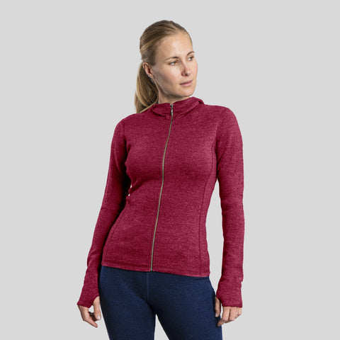 Women's Alpaca Wool Hoodie Jacket: 420 Midweight Full-Zip