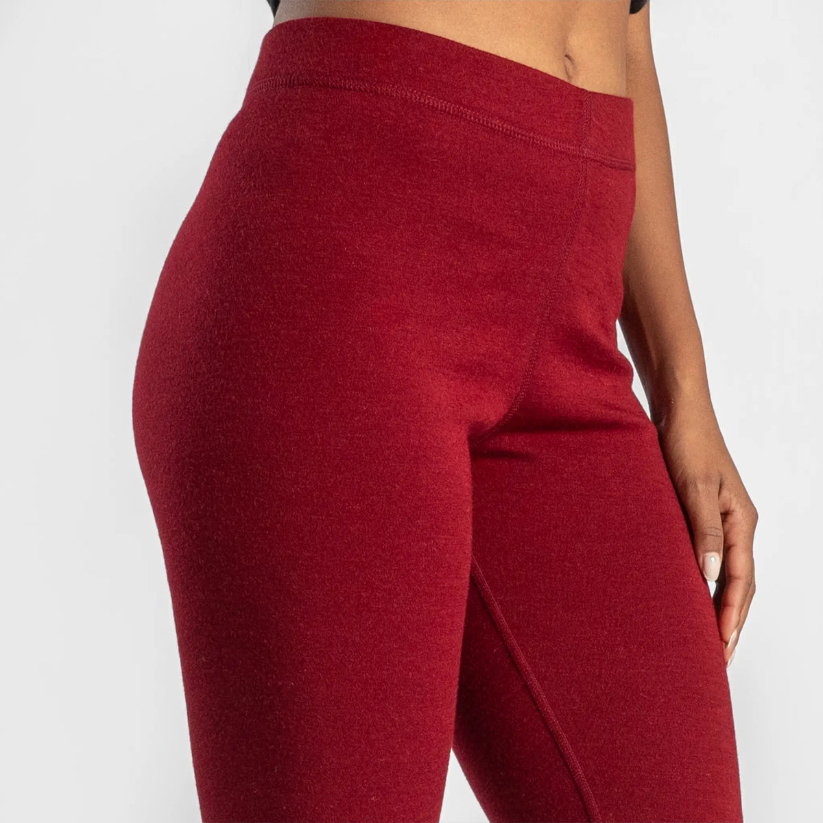 Women's Alpaca Wool Leggings: 420 Midweight color maroon