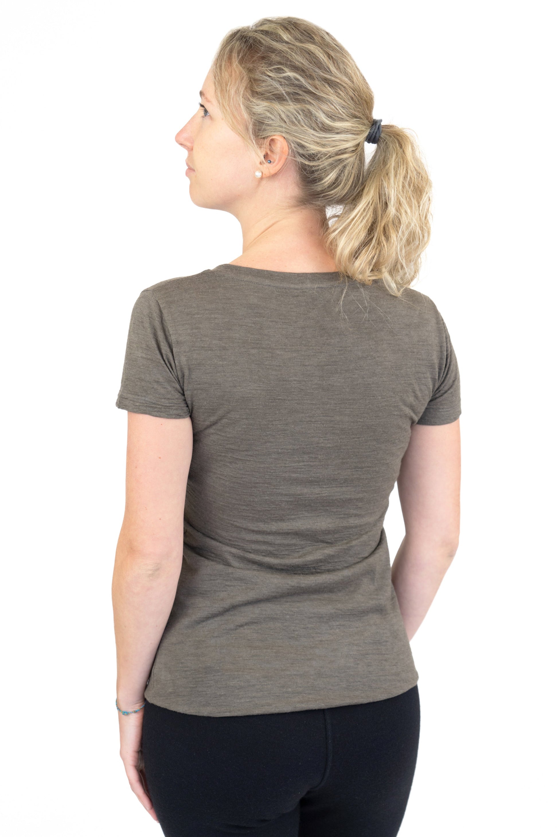 Women's Alpaca Wool T-Shirt: 160 Ultralight Crew Neck color Natural Gray