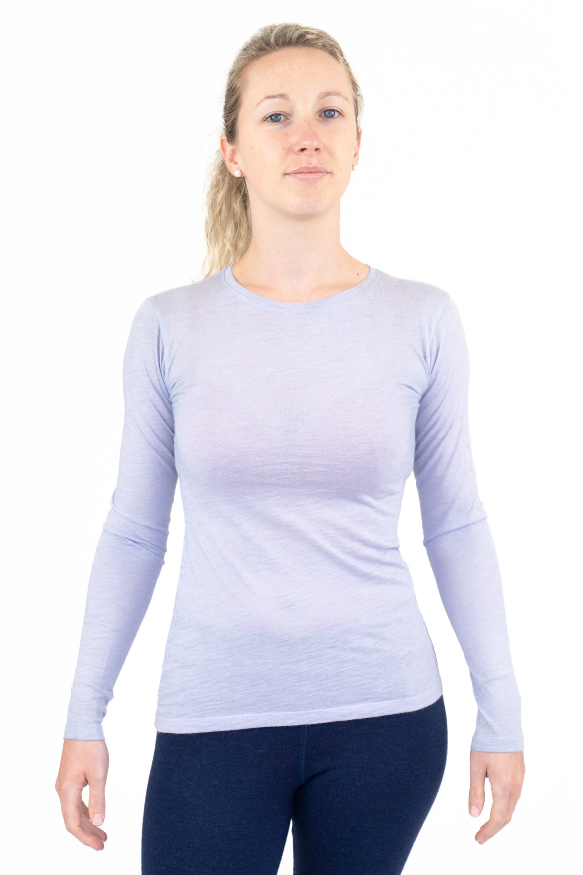 Women's Alpaca Wool Long Sleeve Shirt: 160 Ultralight color Lilac