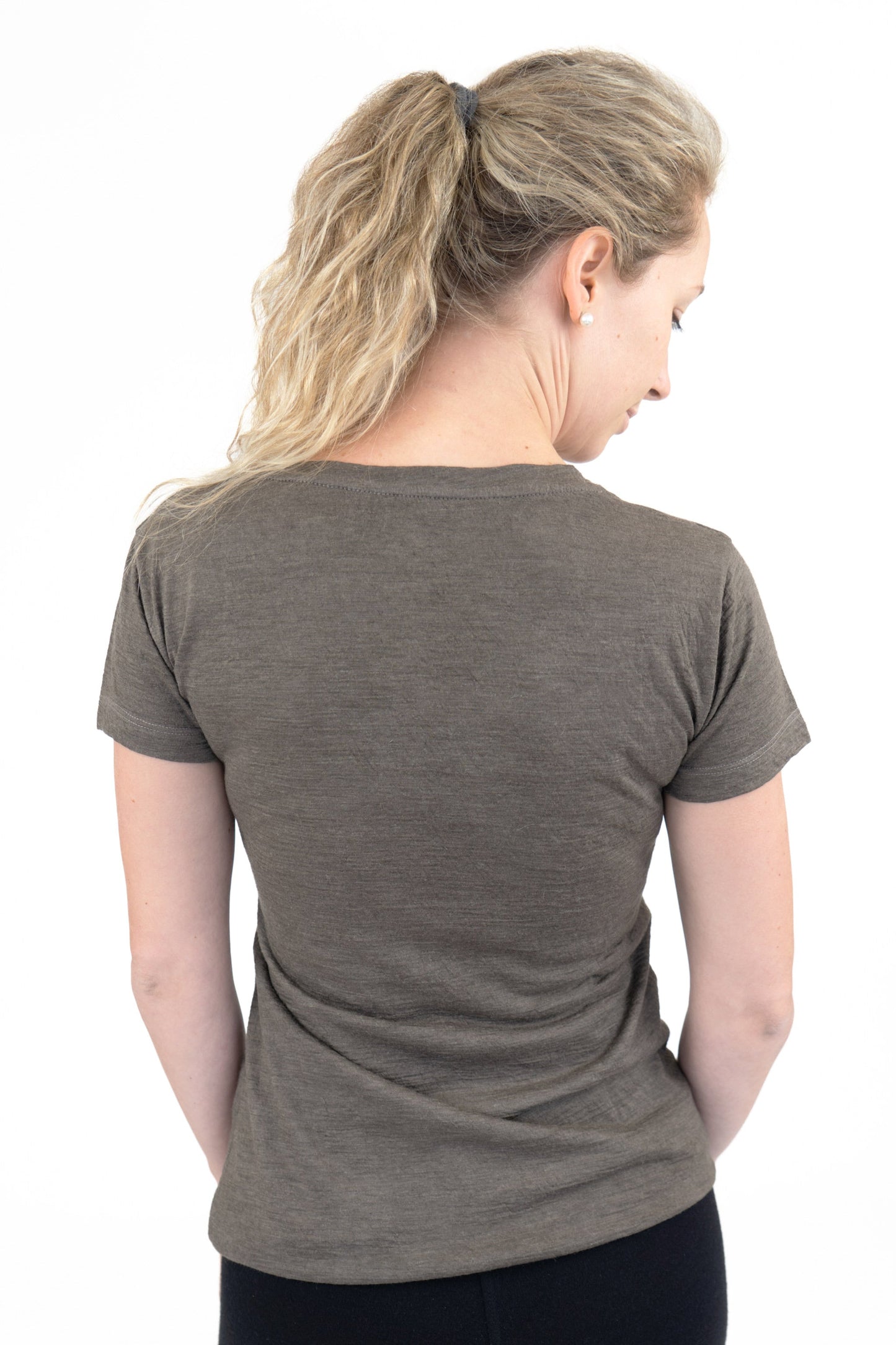 Women's Alpaca Wool Shirt: 160 Ultralight V-Neck color Natural Gray