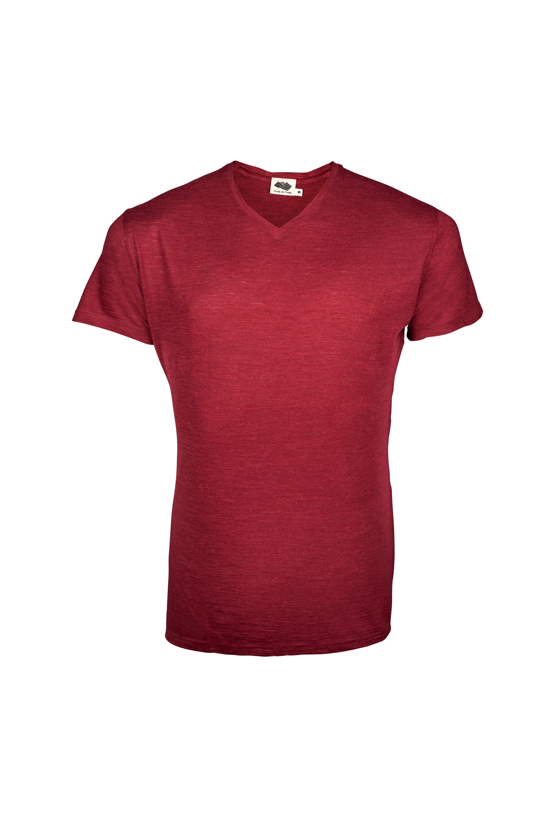 Men's Alpaca Wool Shirt: 160 Ultralight V-Neck color Natural Red