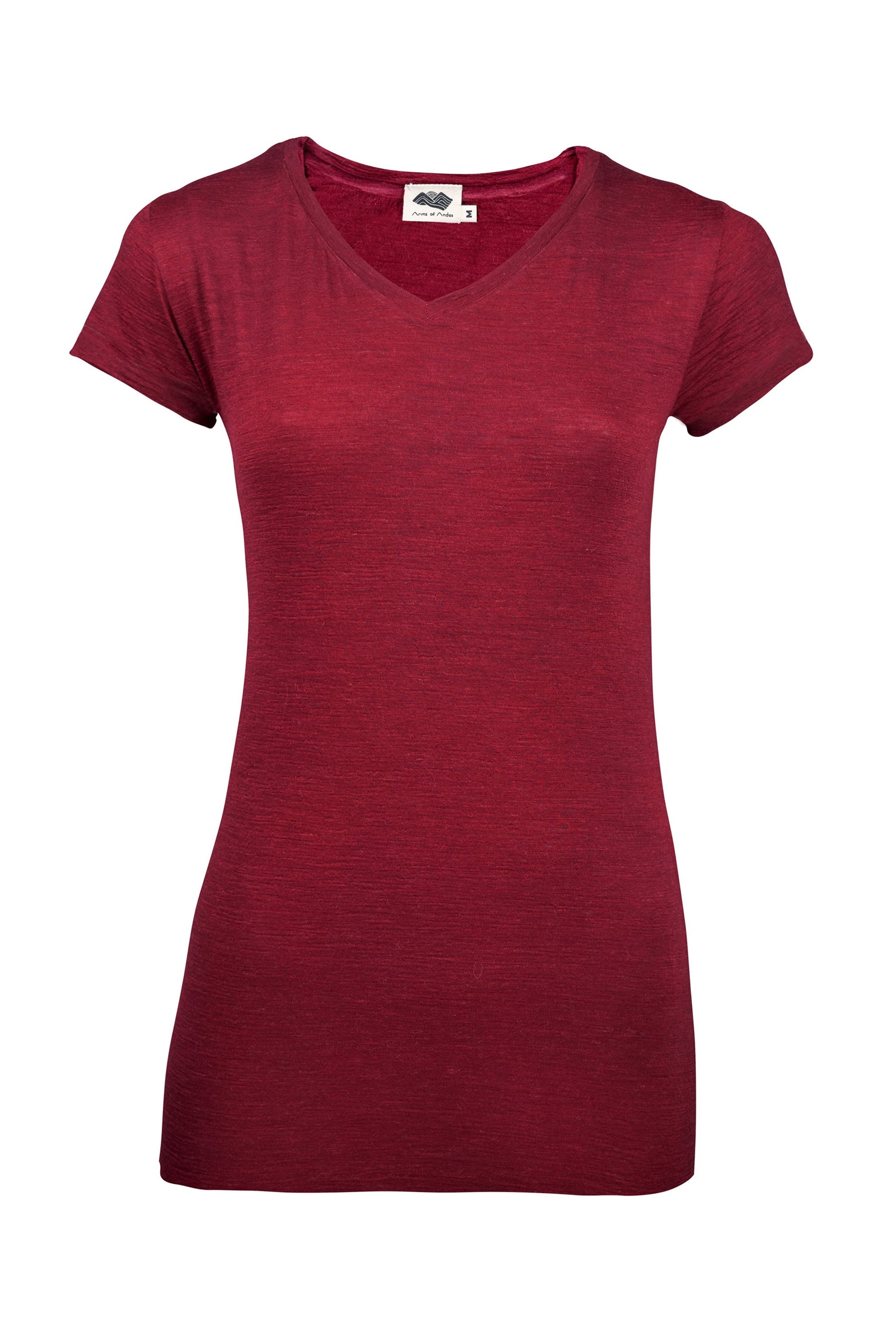 Women's Alpaca Wool Shirt: 160 Ultralight V-Neck color Natural Red
