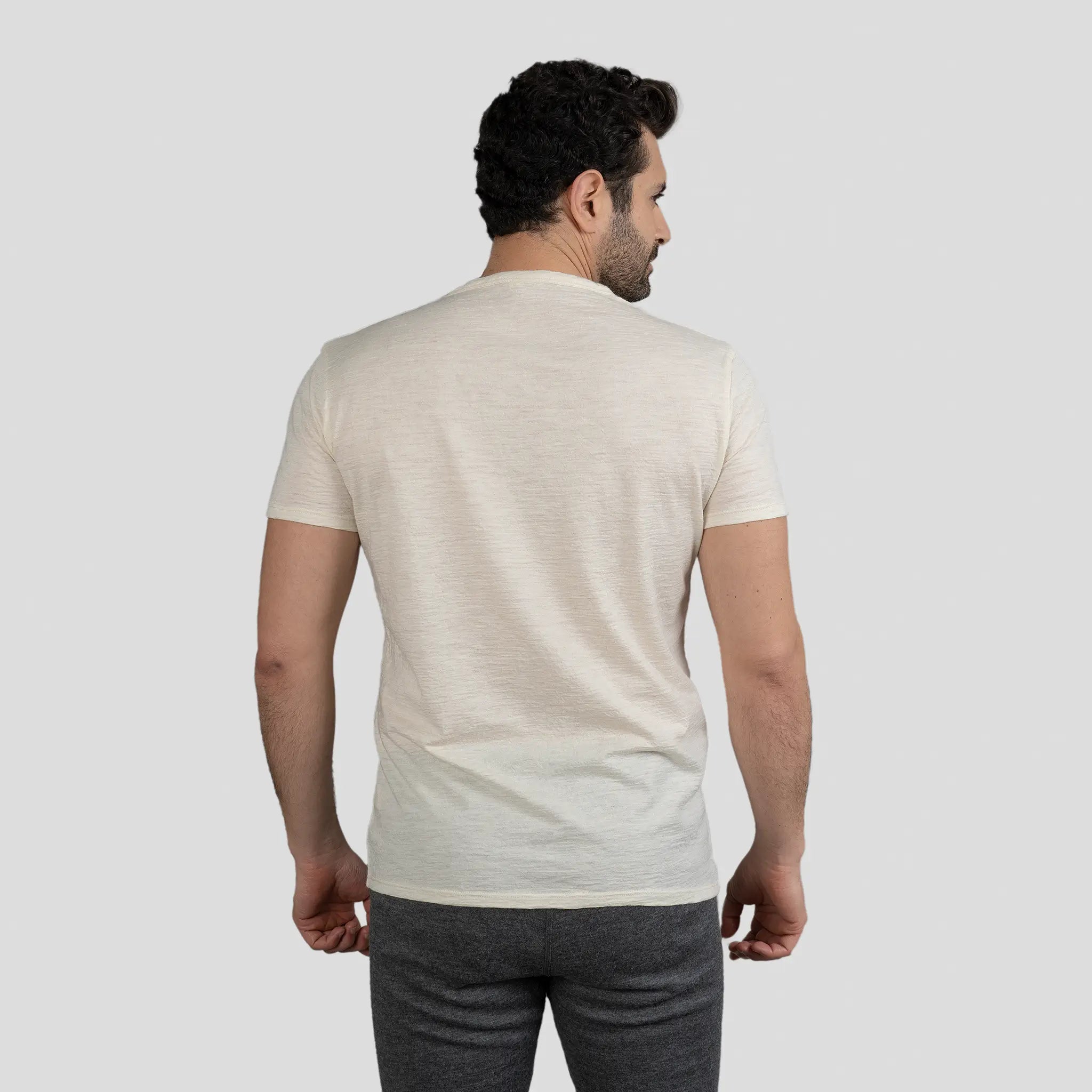 mens active comfort vneck tshirt color natural white