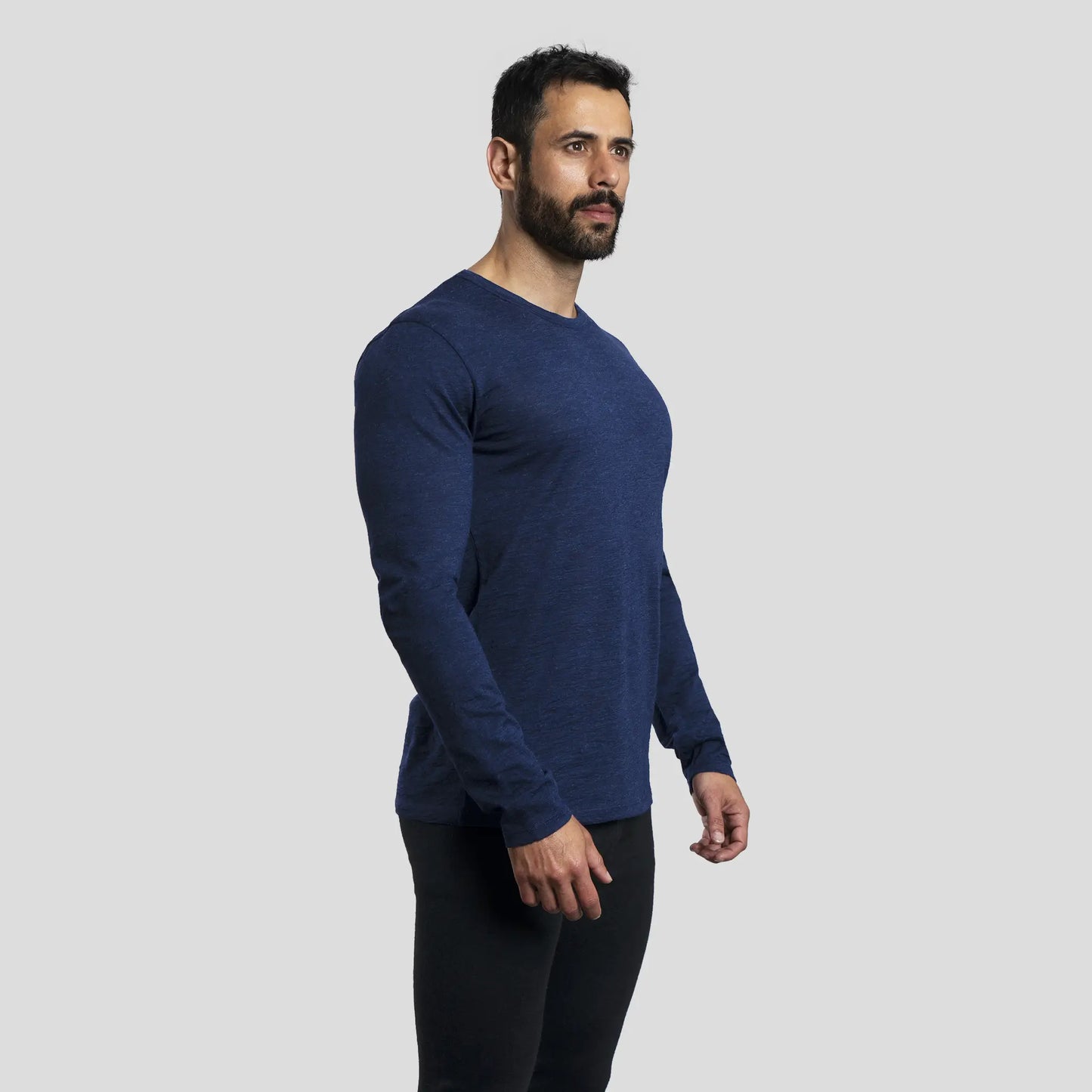 Men's Alpaca Wool Long Sleeve Shirt: 160 Ultralight color Navy Blue