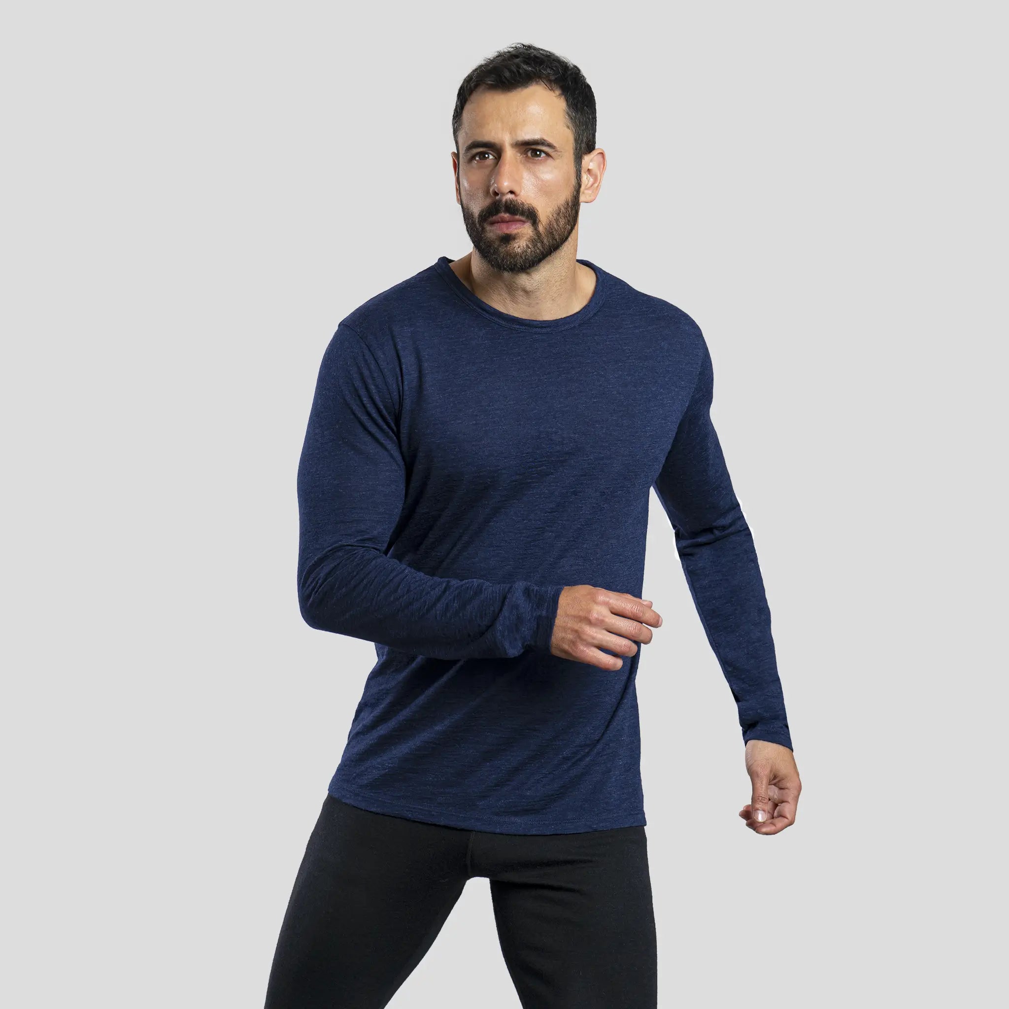 mens best organic long sleeve tshirt color navy blue