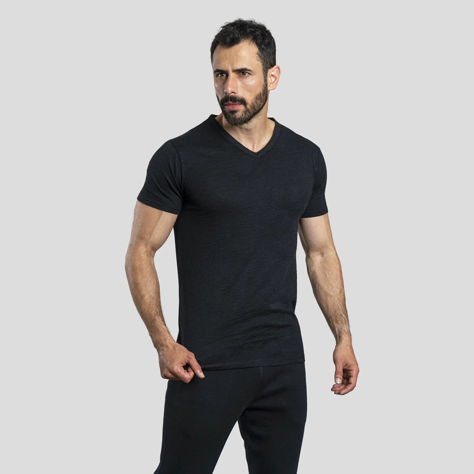 mens ecological vneck tshirt color black