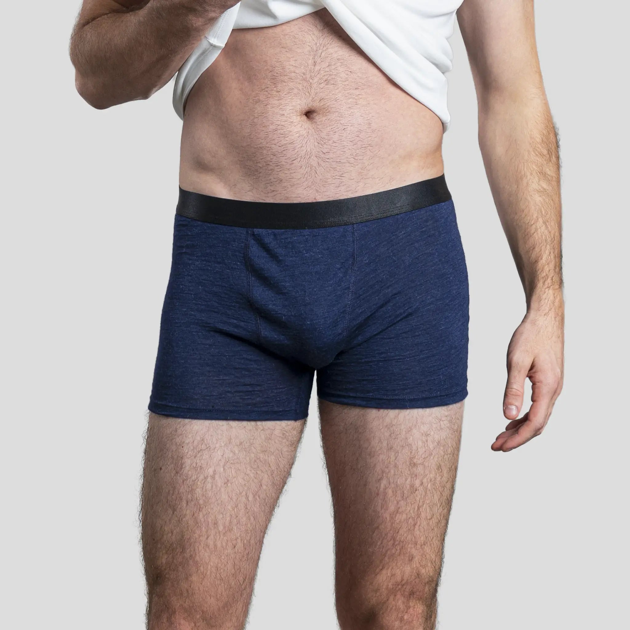 mens high sweat wicking boxer briefs color navy blue