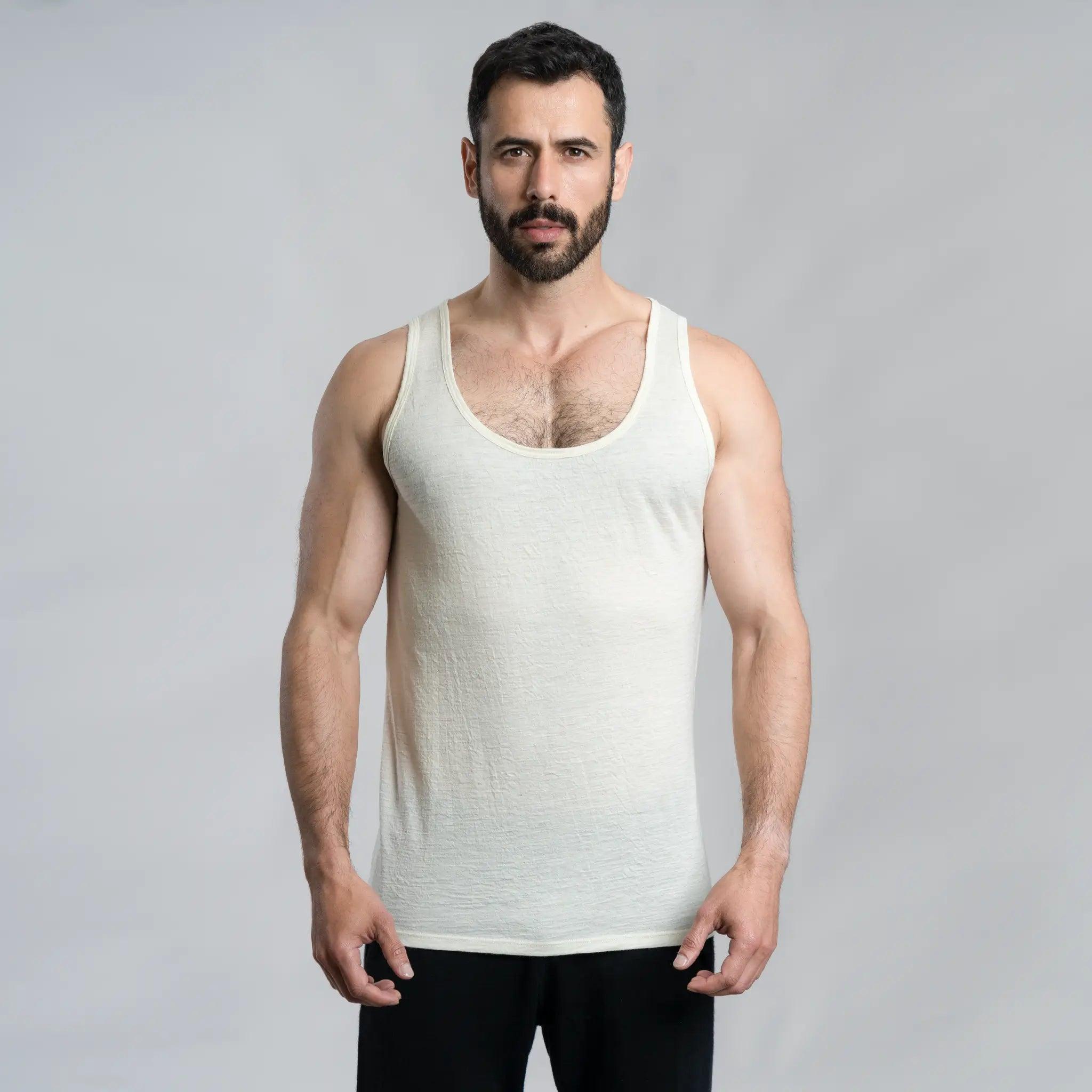 mens highly breathable tank top ultralight color natural white