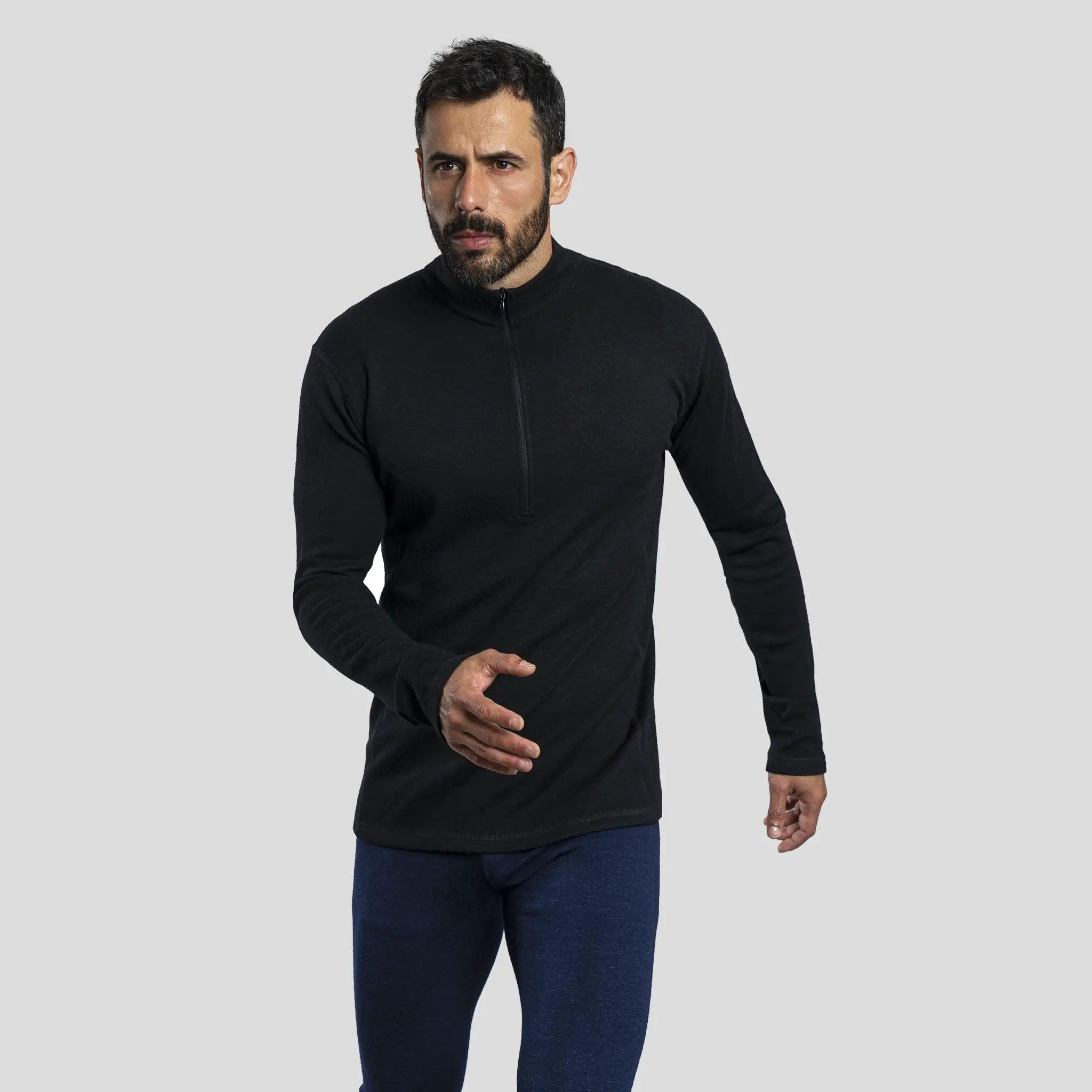 mens low impact dye baselayer half zip color black