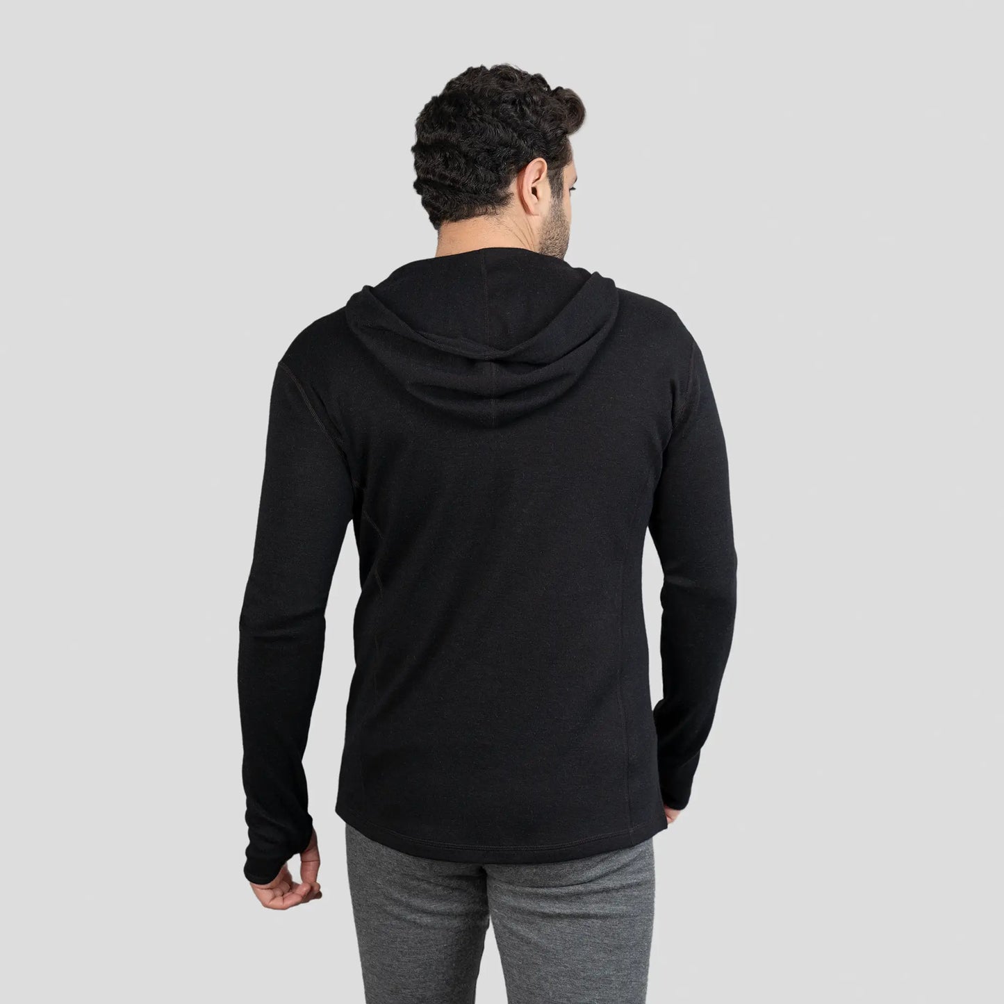 mens moisture wicking baselayer hoodie halfzip color black