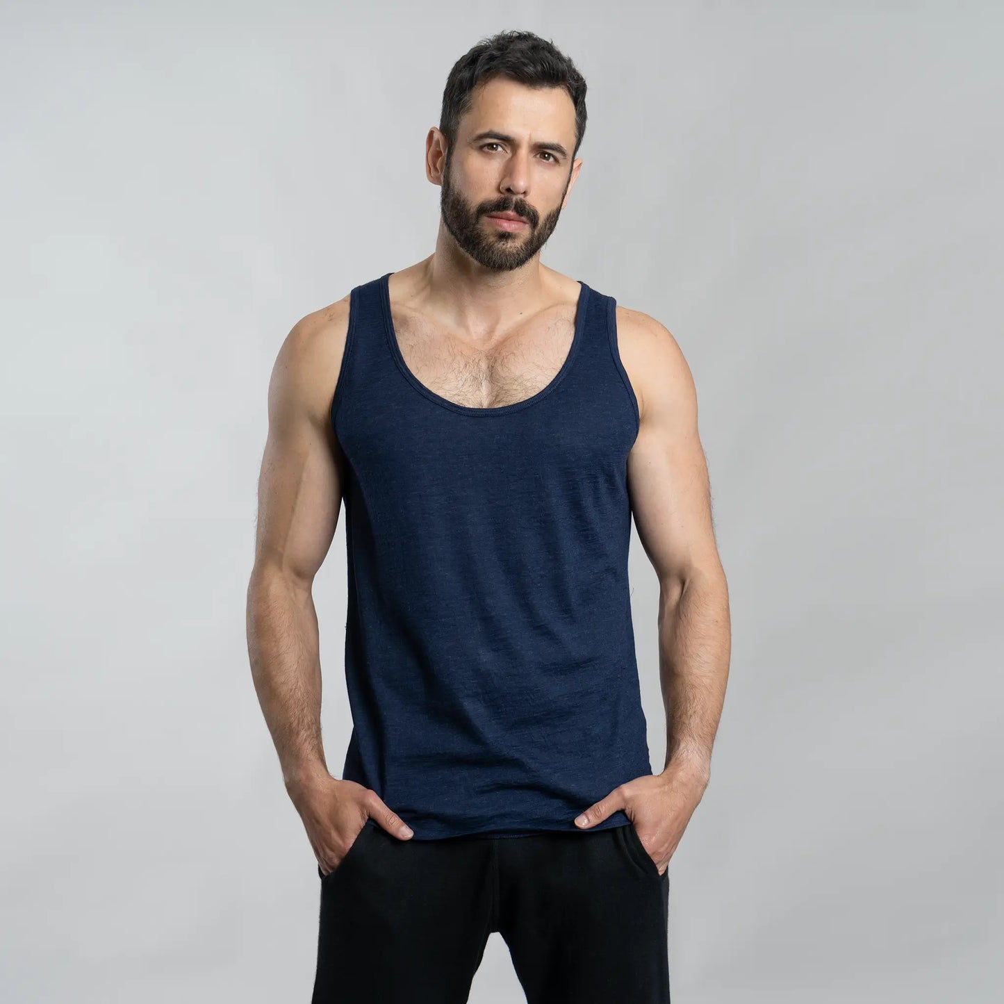 mens most comfortable tank top ultralight color navy blue