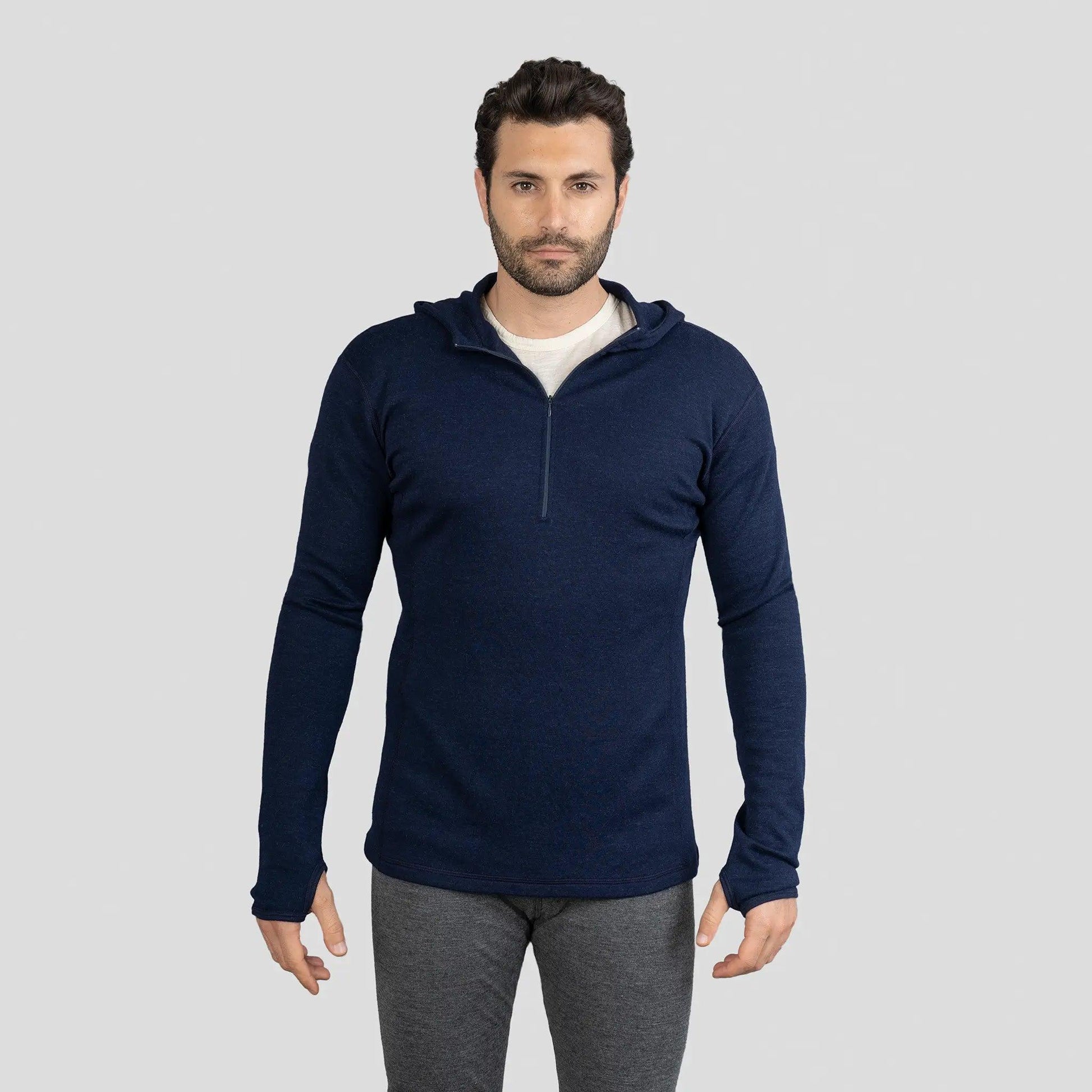 Men s Alpaca Wool Half Zip Hoodie 300 Lightweight Arms of Andes
