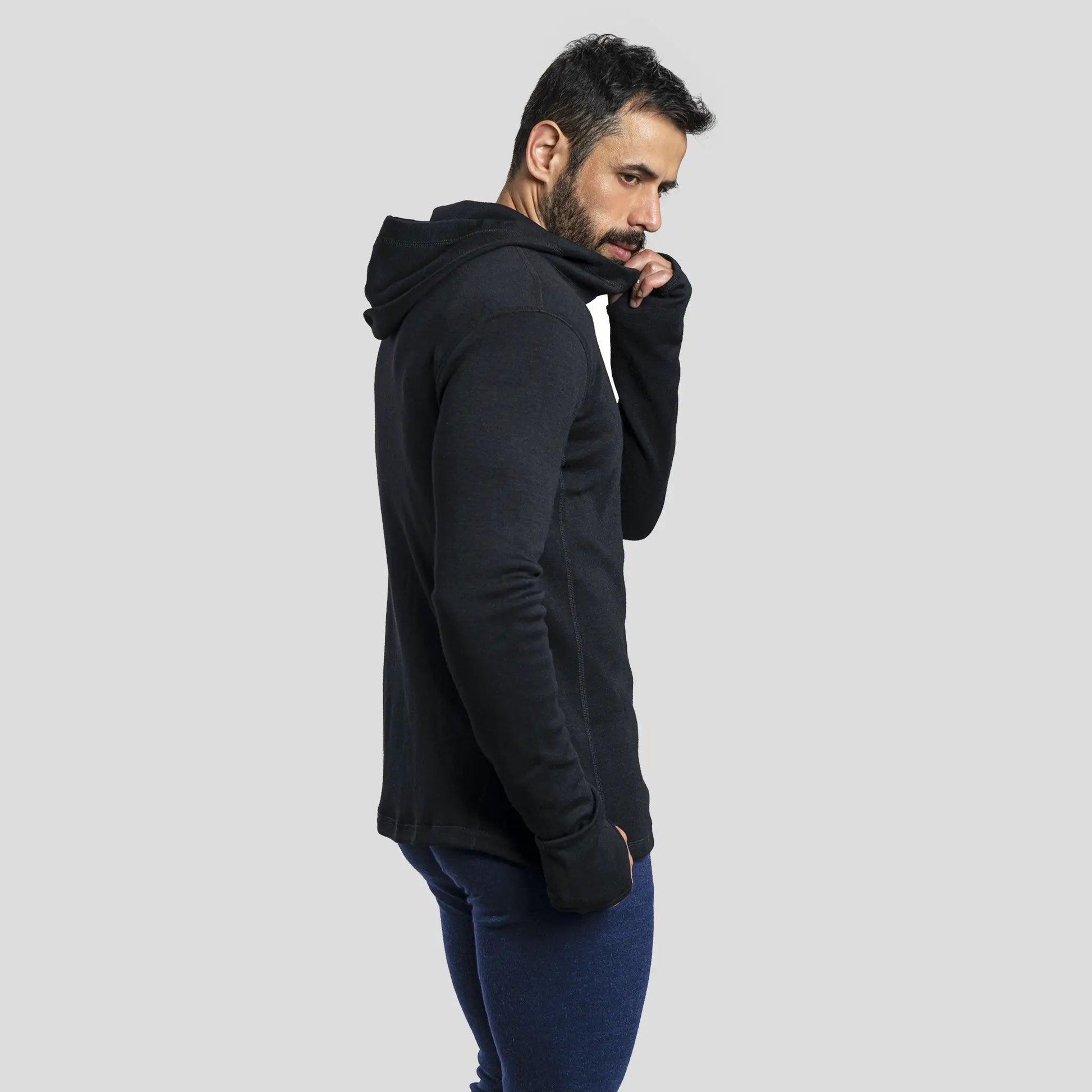 Men's Alpaca Wool Full-Zip Hoodie: 420 Midweight