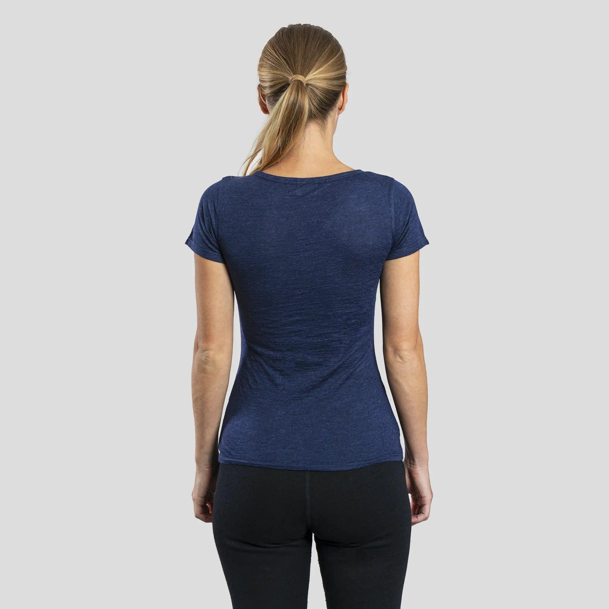 womens alpaca wool fabric vneck tshirt color navy blue