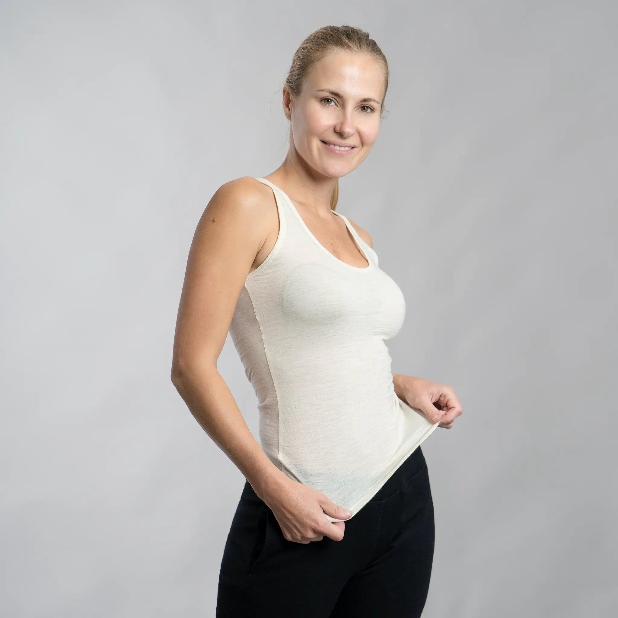 womens antibacterial tank top ultralight color natural white