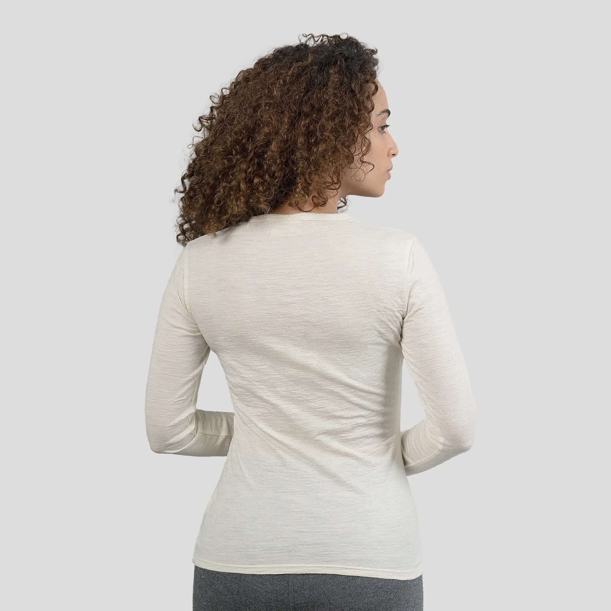 Women's Alpaca Wool Long Sleeve Shirt: 160 Ultralight color Natural White