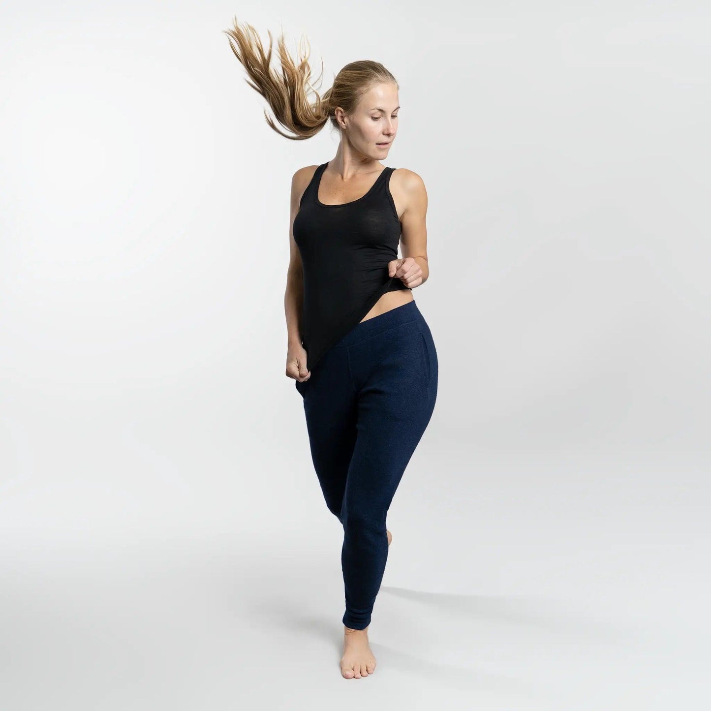 womens eco friendly joggers lightweight color navy blue