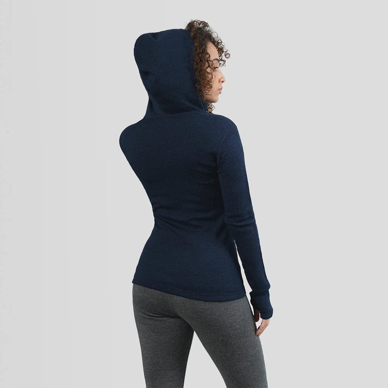 womens ecological baselayer hoodie halfzip color navy blue