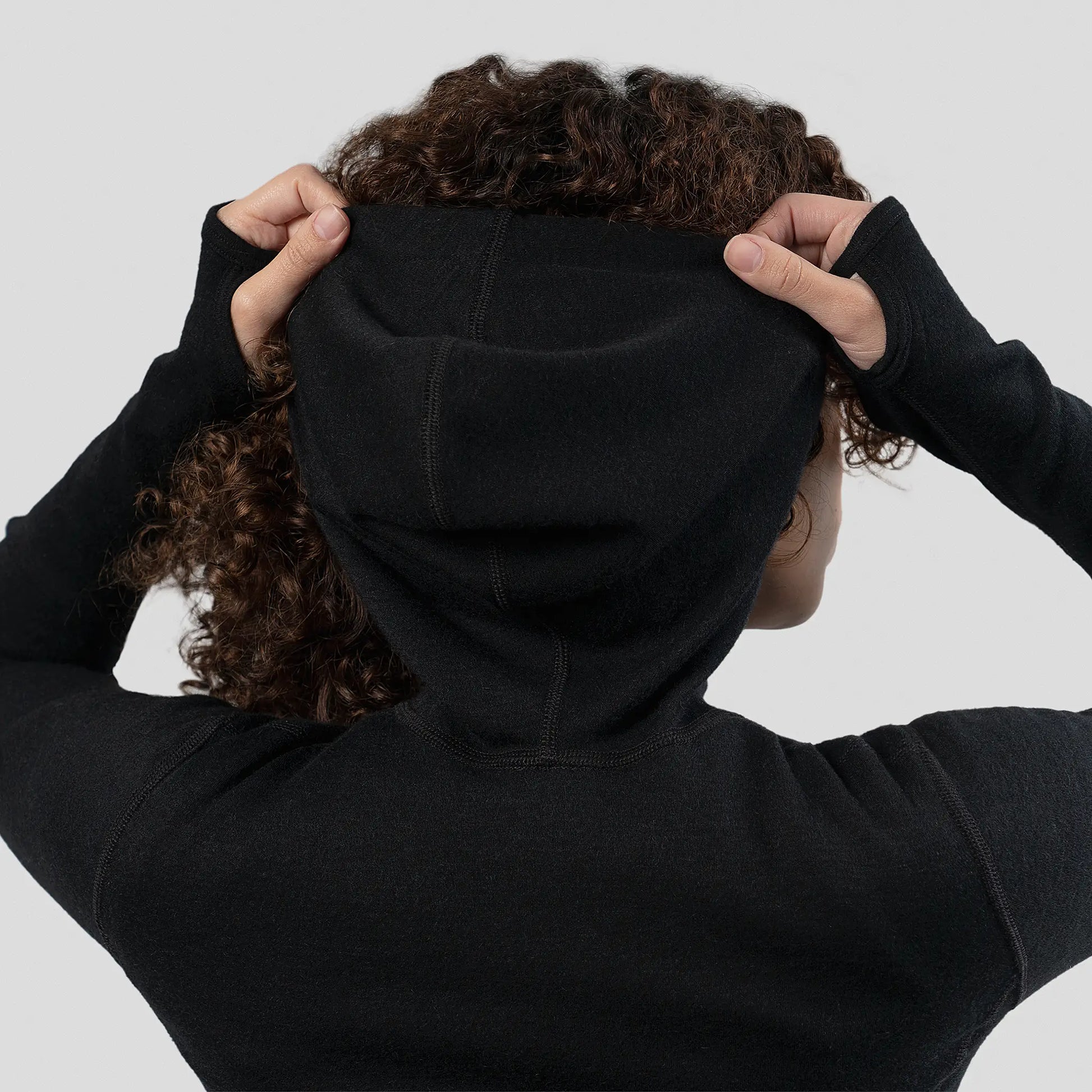 womens moisture wicking baselayer hoodie halfzip color black