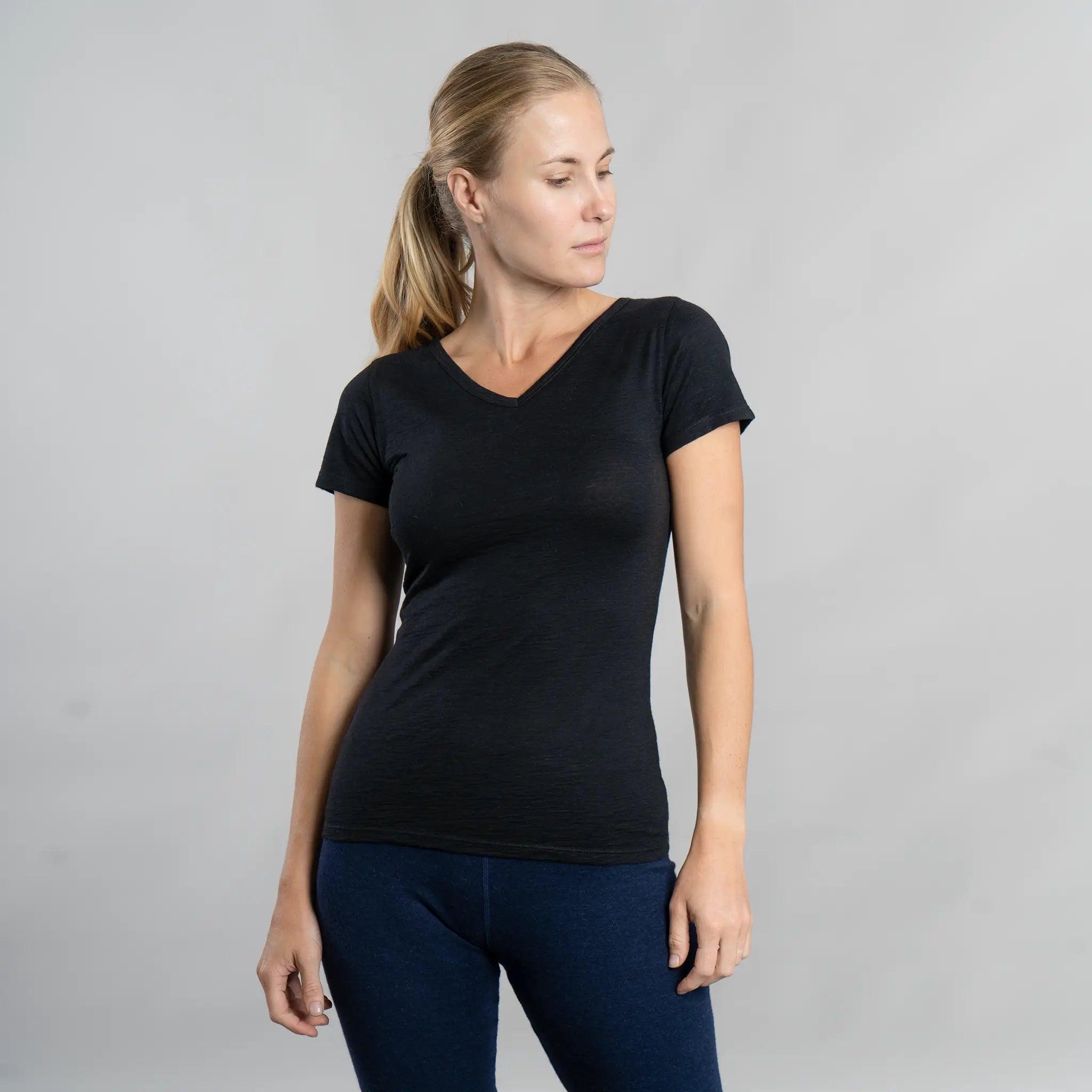 womens most confortable vneck tshirt color black