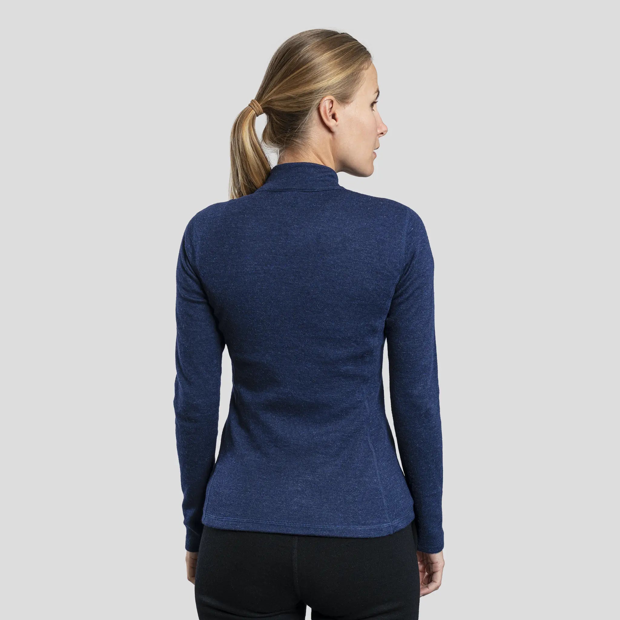 womens sustainable baselayer half zip color navy blue