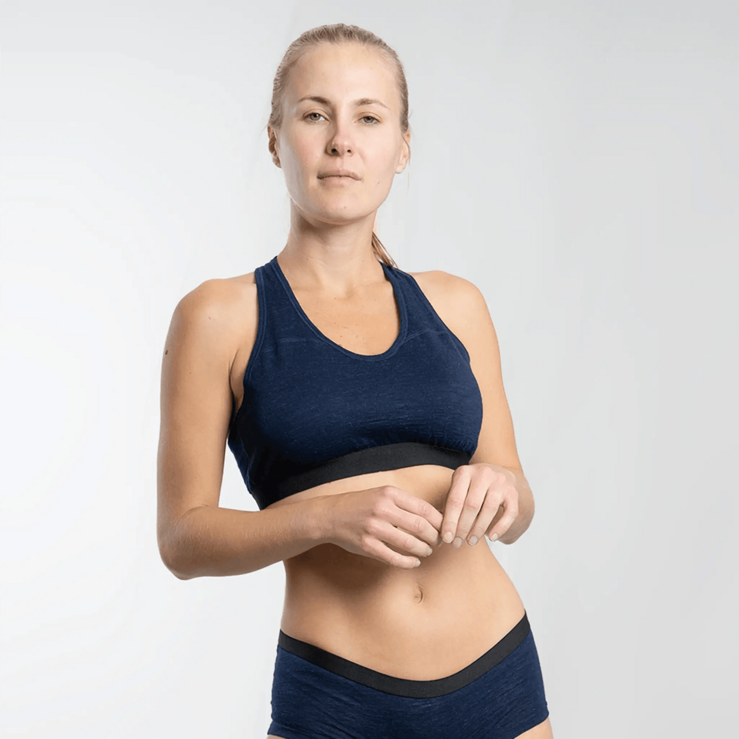 womens sustainable sports bra ultralight color navy blue