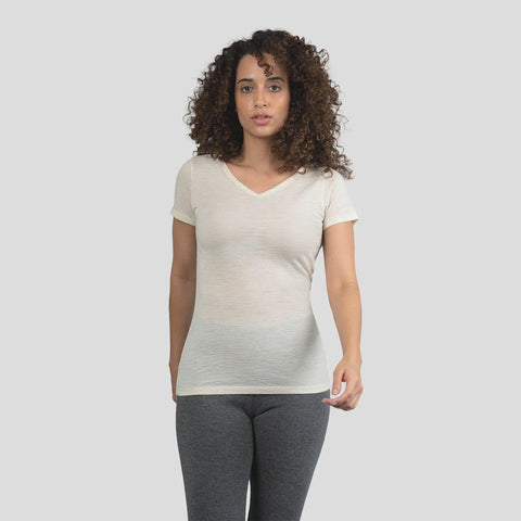 3 Pack Bundle - Women's Alpaca Wool V-Neck T-Shirts: 160 Ultralight