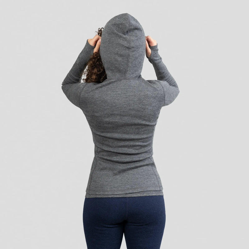 womens warmest baselayer hoodie halfzip color gray